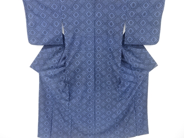 アンティーク　花菱模様織り出し　手織り紬　道行コートアンサンブル